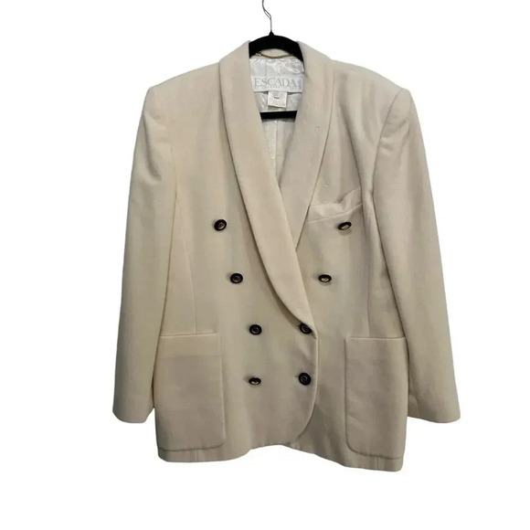 Escada Beige Double-Breasted Blazer Jacket Size 42 wool and cashmere cream - Picture 1 of 12